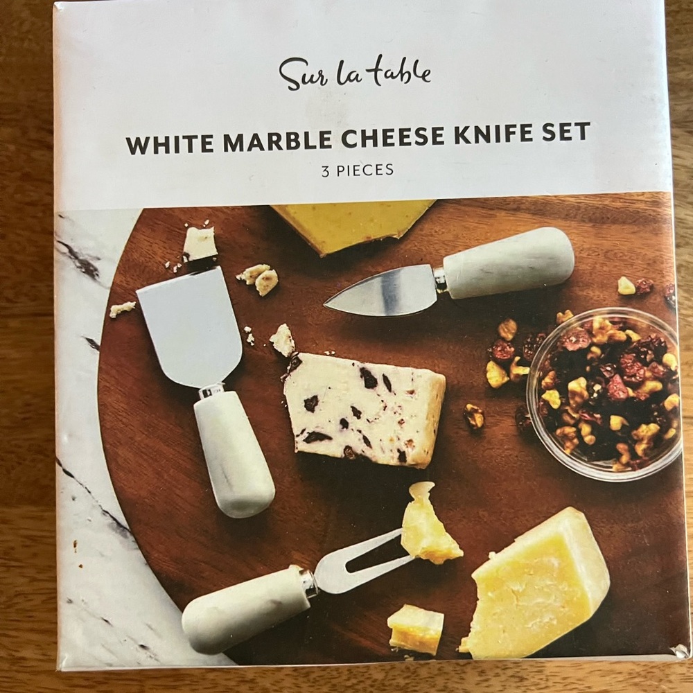 Sur La Table Marble Handle Cheese Knife Trio